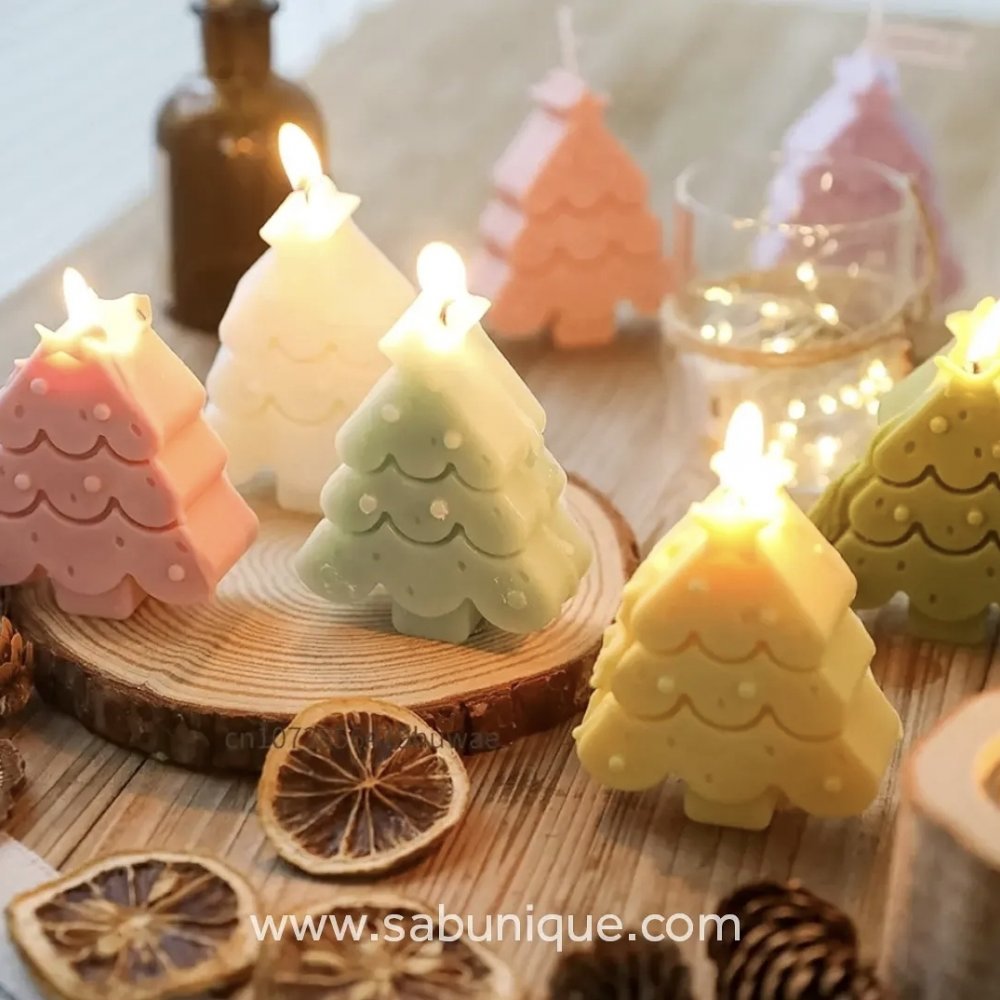 Yıldızlı Çam Ağacı Mum Kalıbı