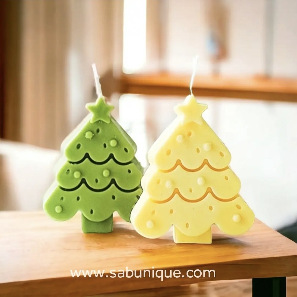 Yıldızlı Çam Ağacı Mum Kalıbı